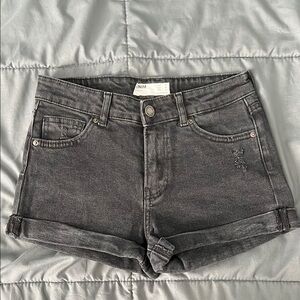 Bershka Black Wash Denim Shorts Size 4